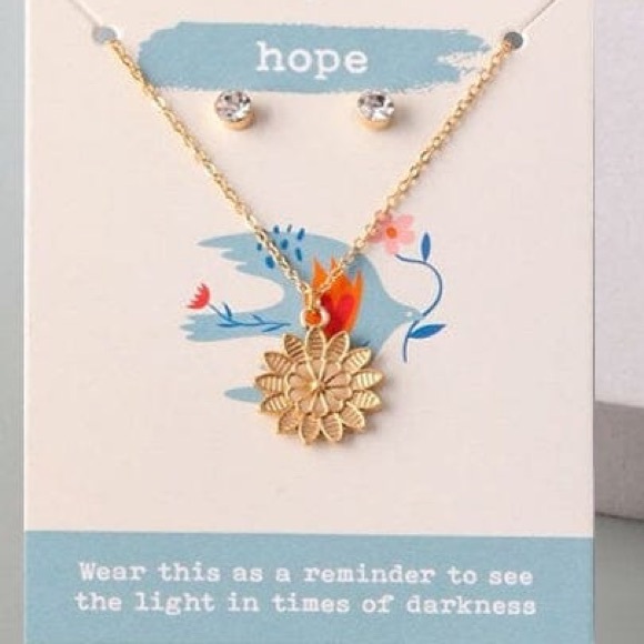 NWT - HOPE FLOWER NECKLACE EARRING SET - Picture 2 of 4